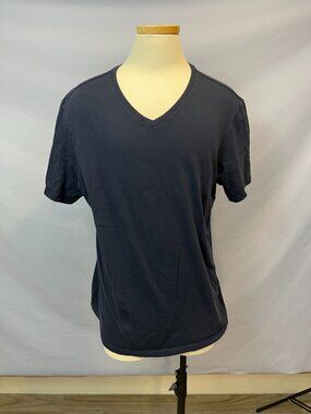 Bombas V-Neck T-Shirt Men’s L Navy Solid Short Sleeve Tee Supima Cotton